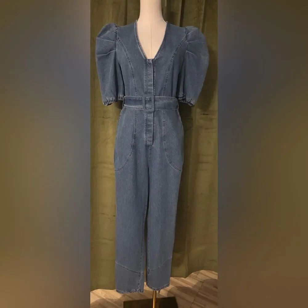 Privy Elegant BlueāDenim Women's puff sleeve jumpsuit, S